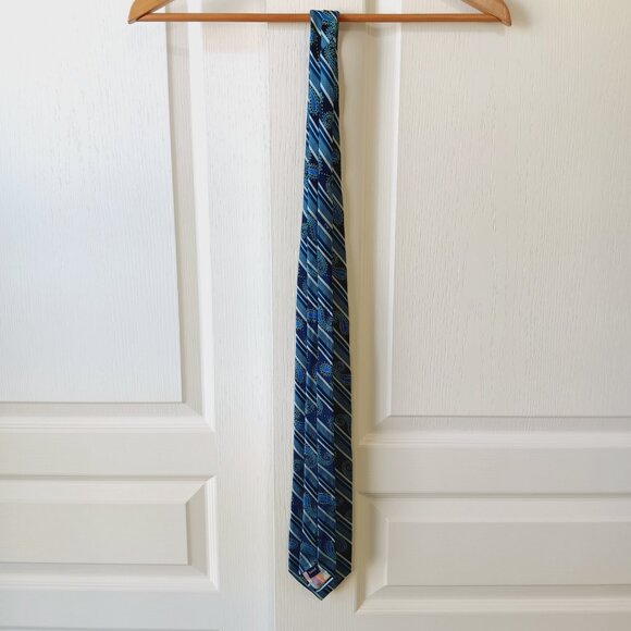 Ted Baker London Men's Blue Stripe/Paisley Silk Tie L60" W3.5" - Picture 11 of 12